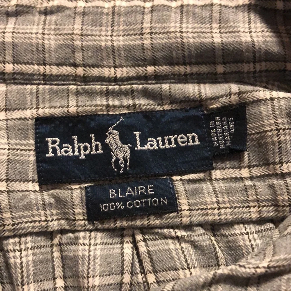 Ralph Lauren Blaire Grey-White Plaid Cotton Long Sleeve Button Down Shirt  - 2 - Picture 5 of 6